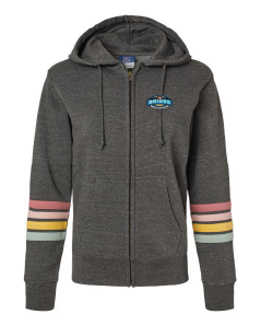 Women's Full Zip Stripe Sleeve Hoodie